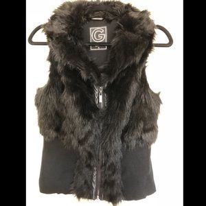G by Guess black faux fur vest